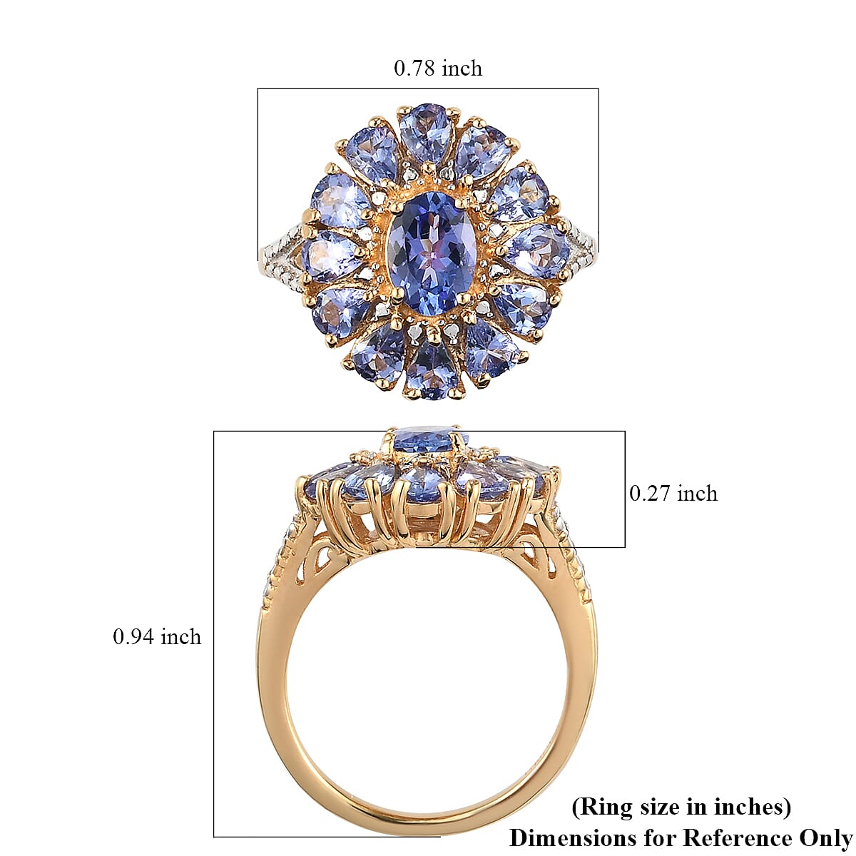 AAA Tanzanite Cocktail Ring in Vermeil Yellow Gold Over Sterling Silver (Size 5.0) 2.65 ctw image number 5