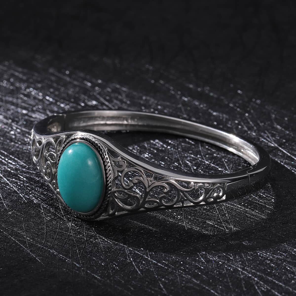 Amazonite Bangle Bracelet in Stainless Steel (7.00 In) 11.80 ctw image number 1