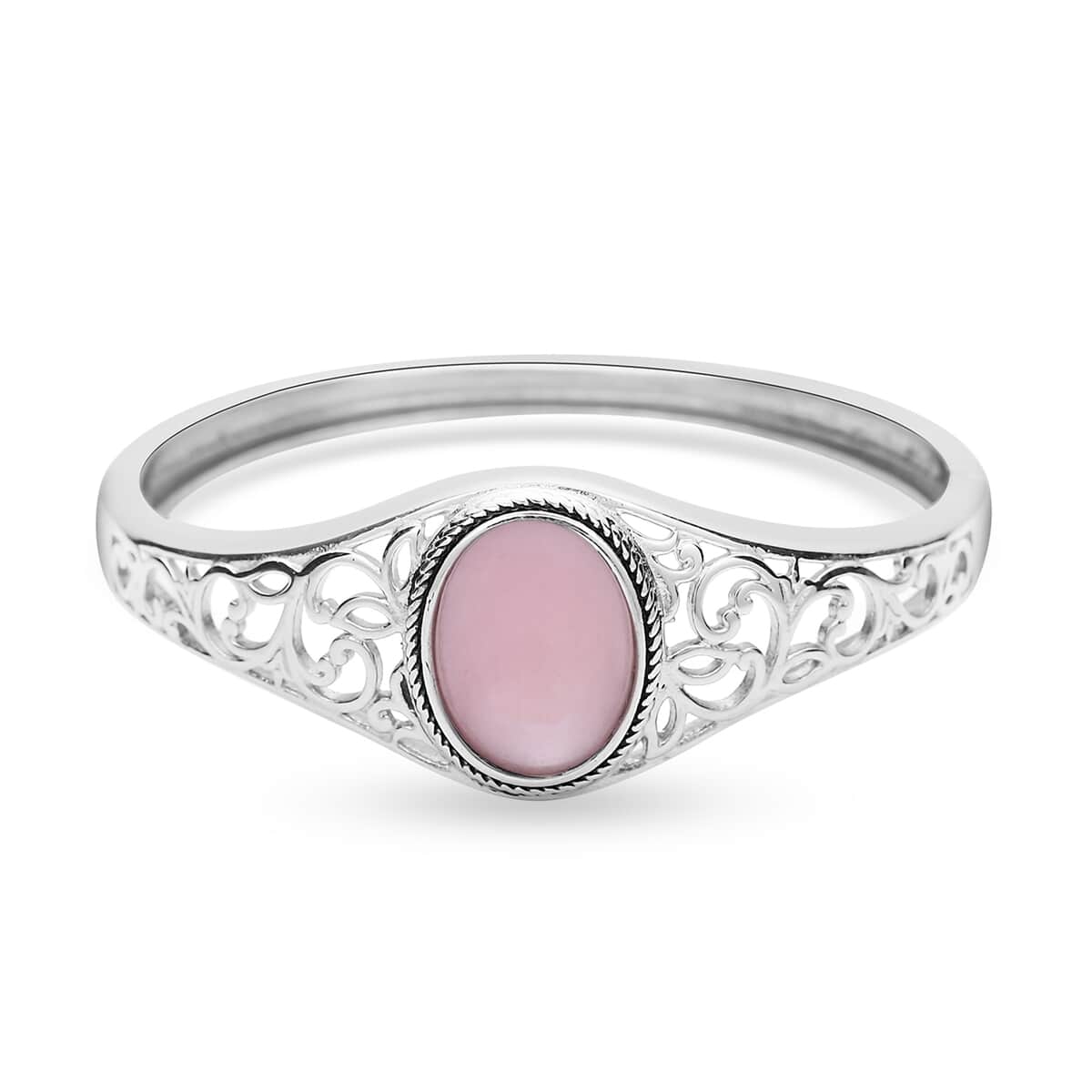 Galilea Rose Quartz Bangle Bracelet in Stainless Steel (7.00 In) 12.50 ctw image number 3