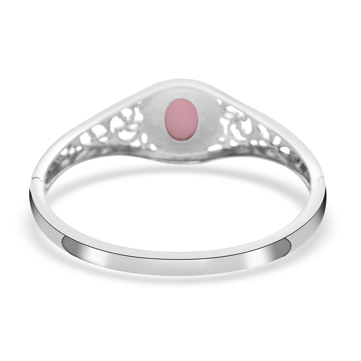 Galilea Rose Quartz Bangle Bracelet in Stainless Steel (7.00 In) 12.50 ctw image number 4