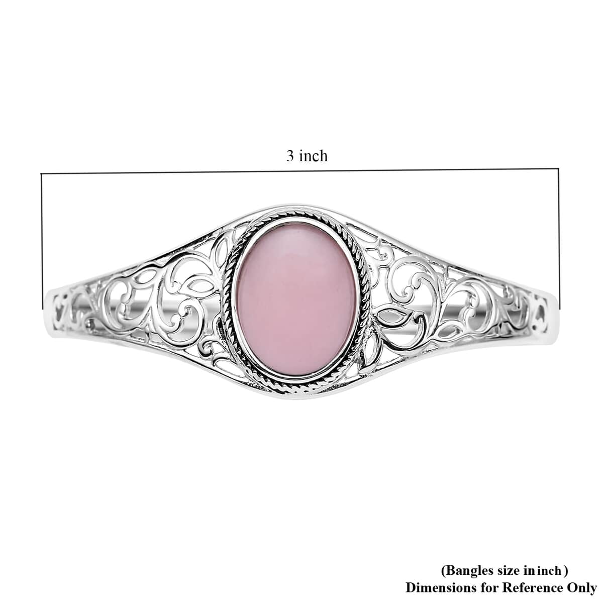 Galilea Rose Quartz Bangle Bracelet in Stainless Steel (7.00 In) 12.50 ctw image number 6