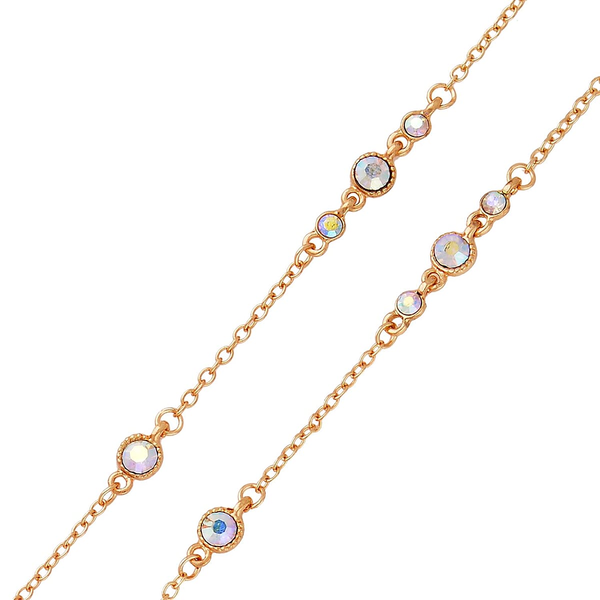 Aurora Borealis Austrian Crystal Easter Egg Necklace 23.5 Inches in Goldtone image number 4