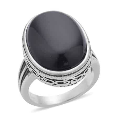 Men's Black Obsidian Gemstone Ring