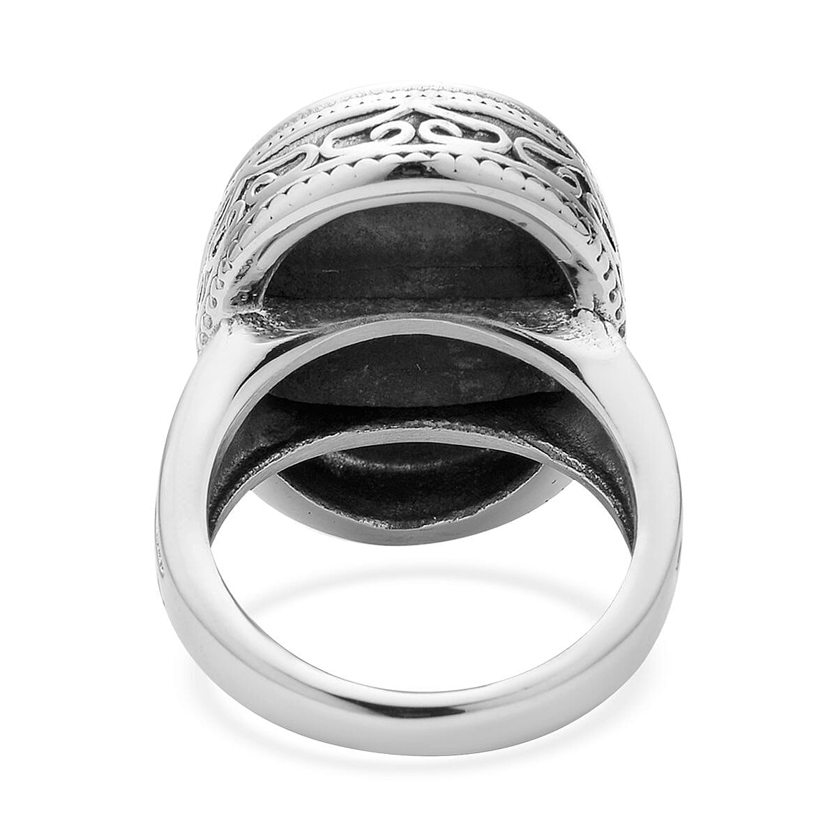Black Obsidian Solitaire Ring in Stainless Steel (Size 7.0) 25.00 ctw , Tarnish-Free, Waterproof, Sweat Proof Jewelry image number 4