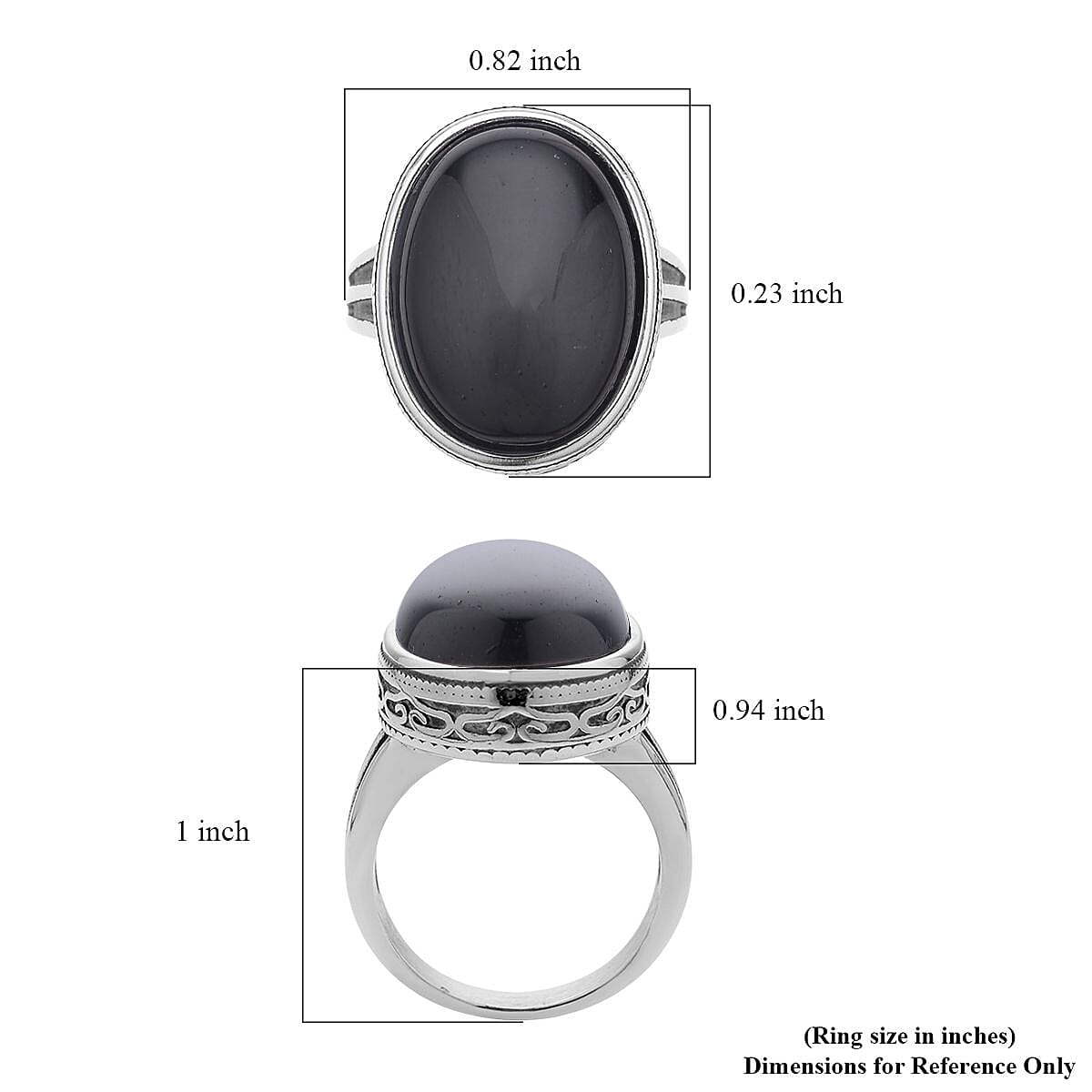 Black Obsidian Solitaire Ring in Stainless Steel (Size 7.0) 25.00 ctw , Tarnish-Free, Waterproof, Sweat Proof Jewelry image number 5