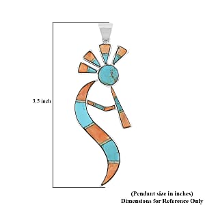 Santa Fe Style Multi Spinel and Lab Created Opal Kokopelli Pendant without Chain in Sterling Silver 11.50 Grams 2.00 ctw