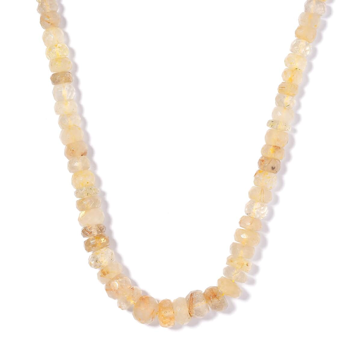 Golden Rutilated Quartz Beaded Necklace 18-20 Inches in Platinum Over Sterling Silver 150.00 ctw image number 0