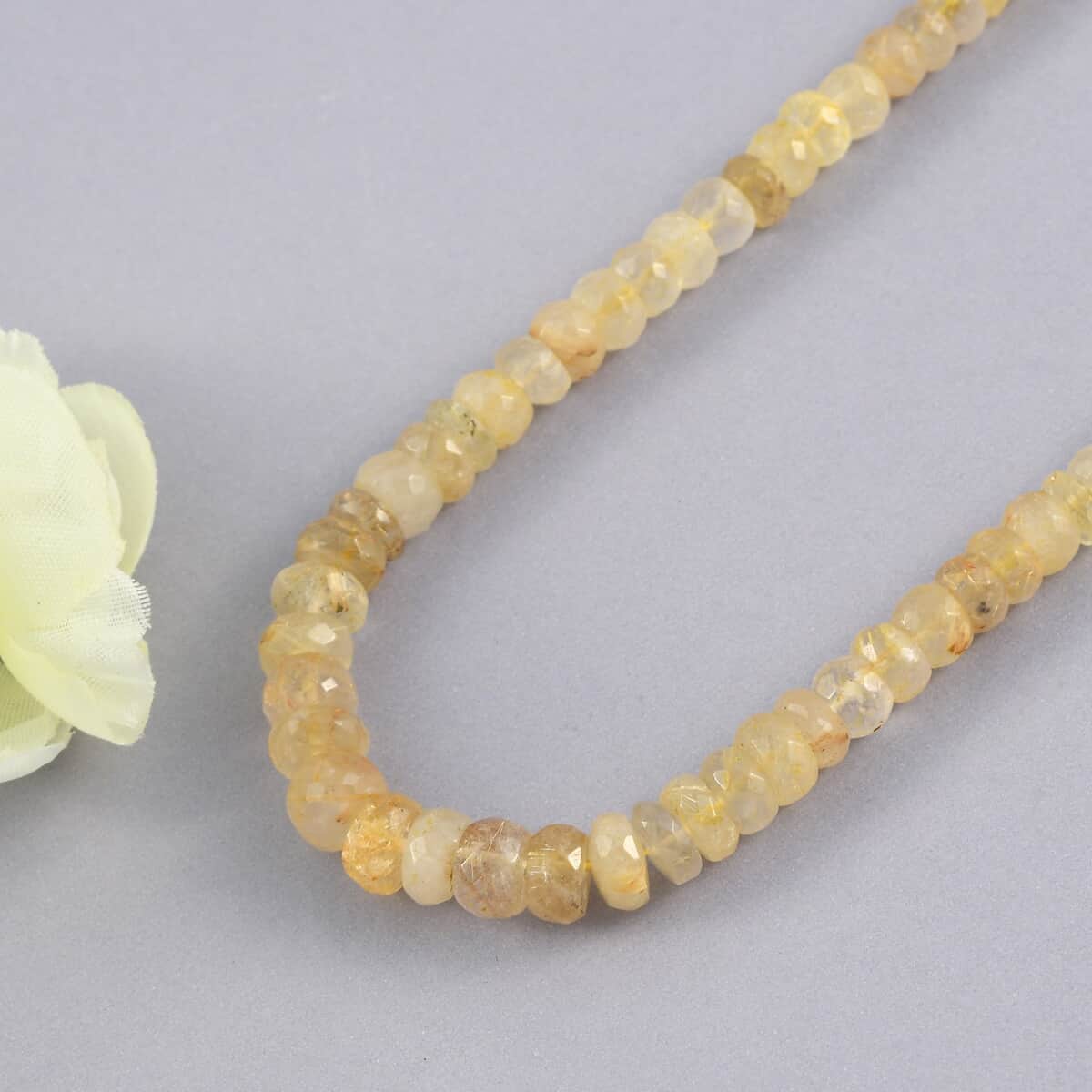 Golden Rutilated Quartz Beaded Necklace 18-20 Inches in Platinum Over Sterling Silver 150.00 ctw image number 1