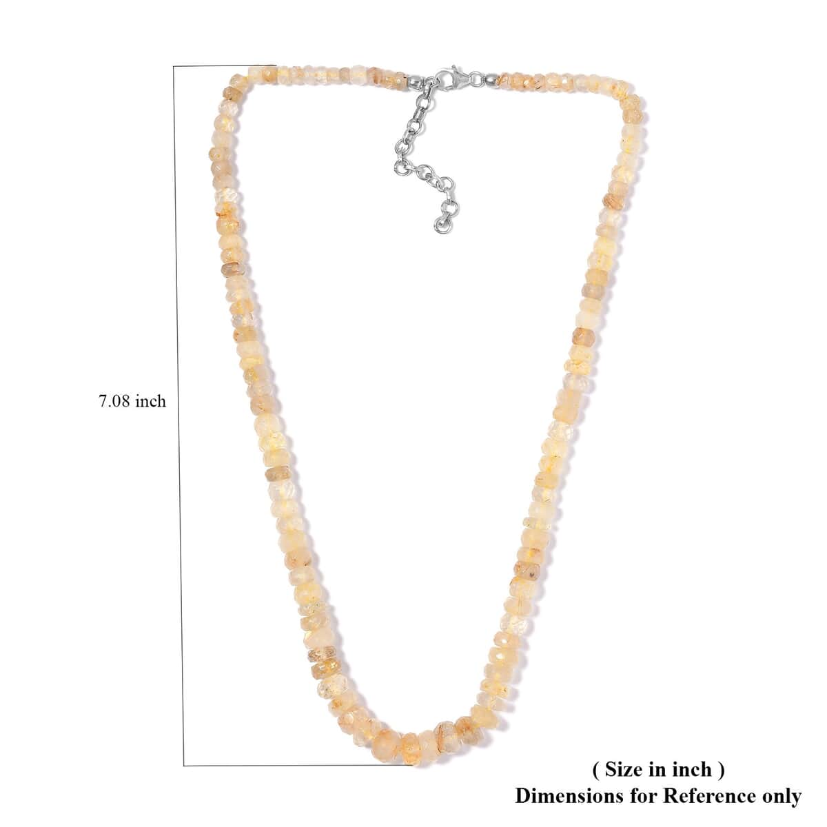 Golden Rutilated Quartz Beaded Necklace 18-20 Inches in Platinum Over Sterling Silver 150.00 ctw image number 5