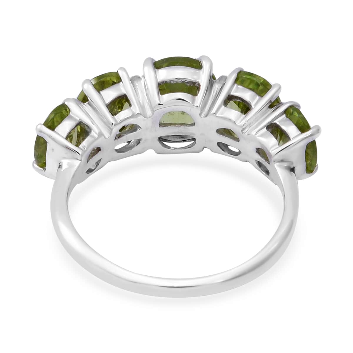 Peridot 5 Stone Ring in Platinum Over Sterling Silver (Size 7.0) 6.00 ctw image number 3