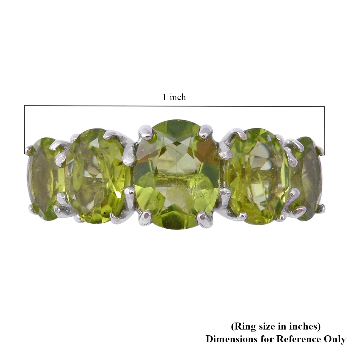 Peridot 5 Stone Ring in Platinum Over Sterling Silver (Size 7.0) 6.00 ctw image number 4