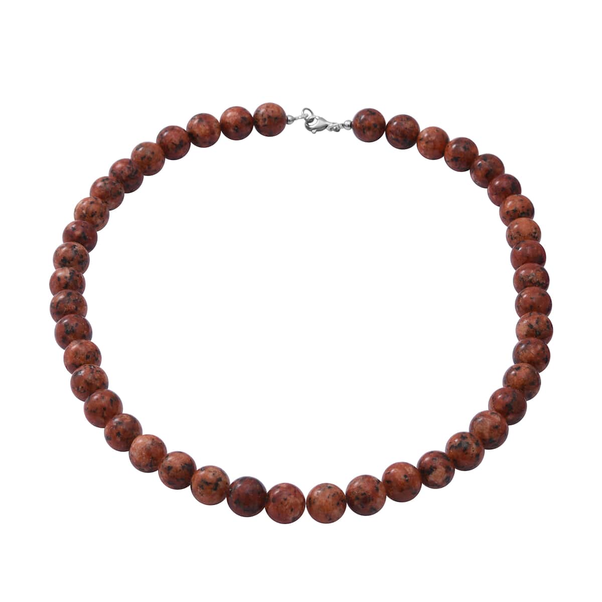 Orange Rhodochrosite (D) Beaded Necklace 18 Inches in Sterling Silver 250.00 ctw image number 0