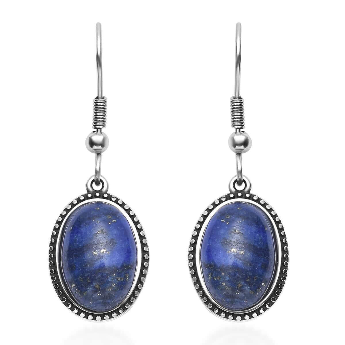 Lapis Lazuli Dangle Earrings in Stainless Steel 9.00 ctw image number 0