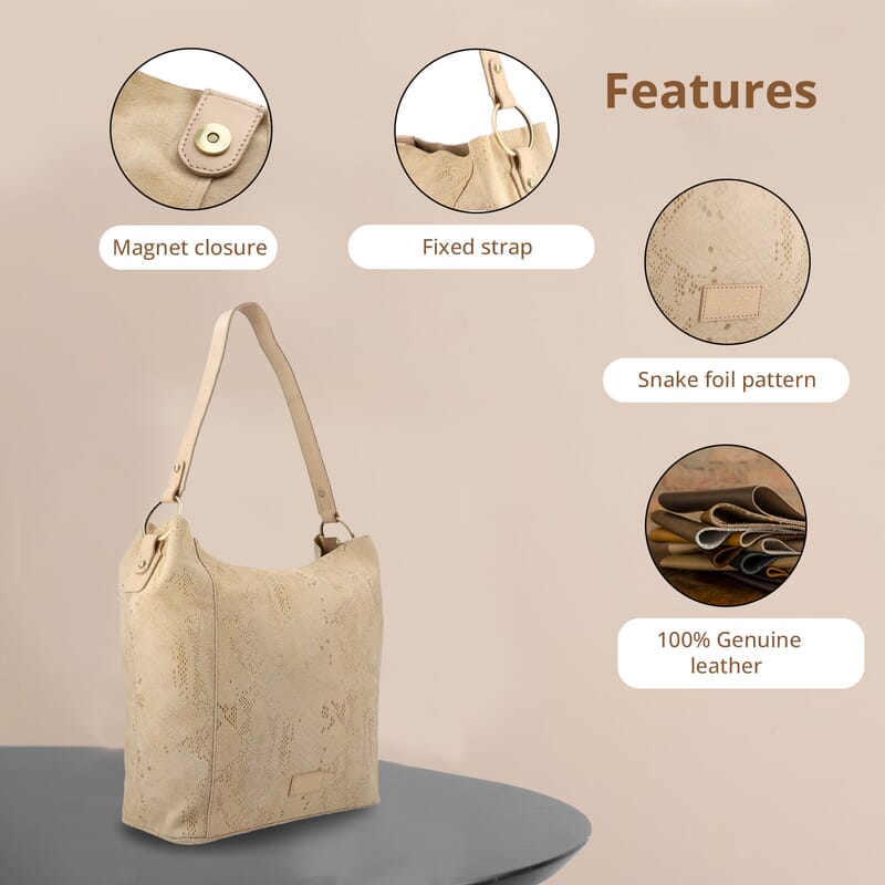 Assots London Hobo Bag, Genuine Leather Hobo Bag, Nude Hobo Bag, Shoulder Hobo Bag