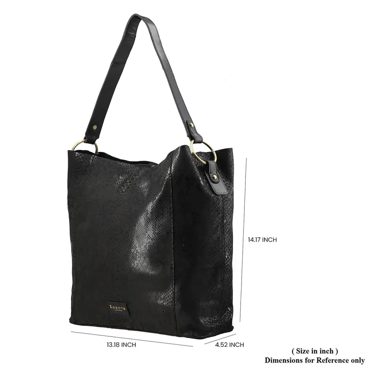 Assots London Hobo Bag, Genuine Leather Hobo Bag, Black Hobo Bag, Shoulder Hobo Bag image number 6