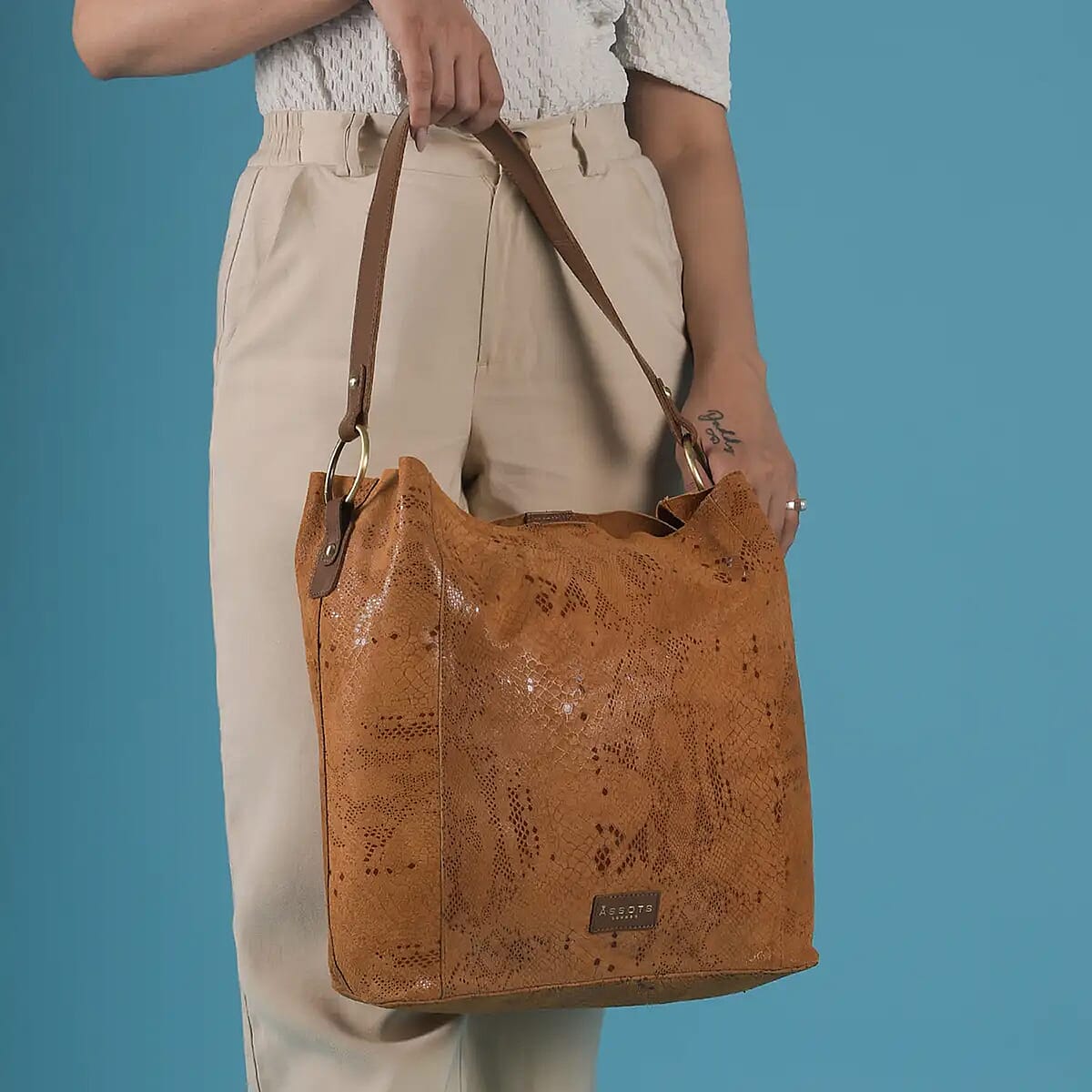 Assots London Hobo Bag , Genuine Leather Hobo Bag , Brown Hobo Bag , Shoulder Hobo Bag image number 1