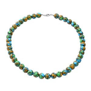 Simulated Copper Turquoise Beaded Necklace in Sterling Silver 18 Inches 250.00 ctw