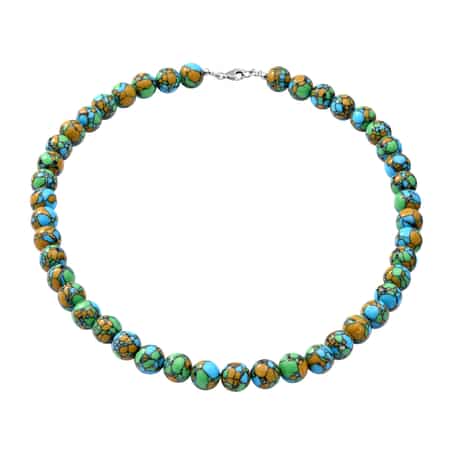 Simulated Copper Turquoise Beaded Necklace in Sterling Silver 18 Inches 250.00 ctw image number 0