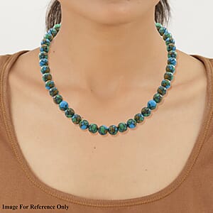 Simulated Copper Turquoise Beaded Necklace in Sterling Silver 18 Inches 250.00 ctw