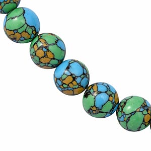 Simulated Copper Turquoise Beaded Necklace in Sterling Silver 18 Inches 250.00 ctw
