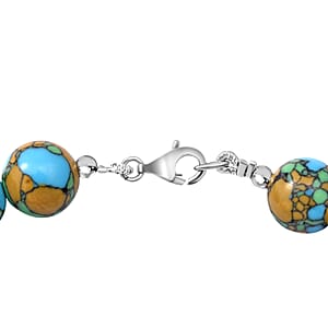 Simulated Copper Turquoise Beaded Necklace in Sterling Silver 18 Inches 250.00 ctw