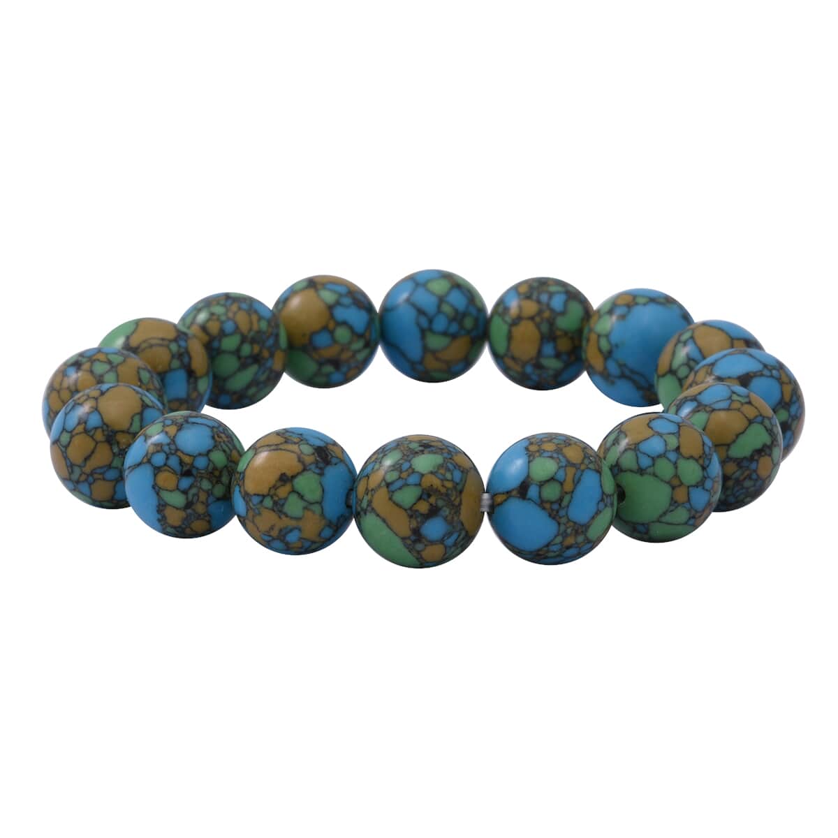 Simulated Copper Turquoise 12mm Beaded Stretch Bracelet 150.00 ctw image number 0