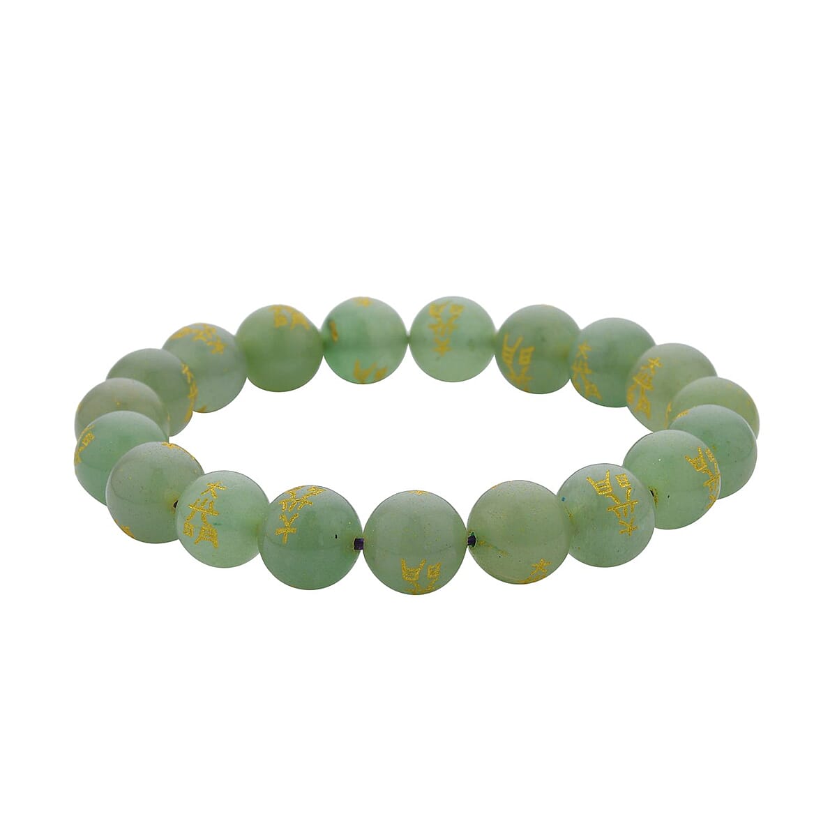Green Aventurine Seiheki Reiki Power Symbol Engraved Beaded Stretch Bracelet 148.00 ctw image number 2