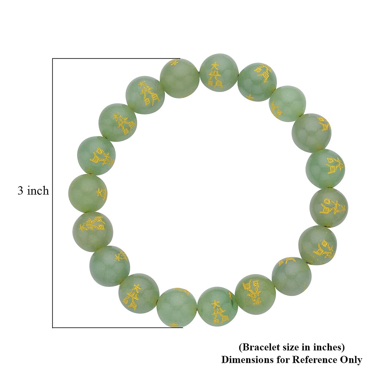 Green Aventurine Seiheki Reiki Power Symbol Engraved Beaded Stretch Bracelet 148.00 ctw image number 4