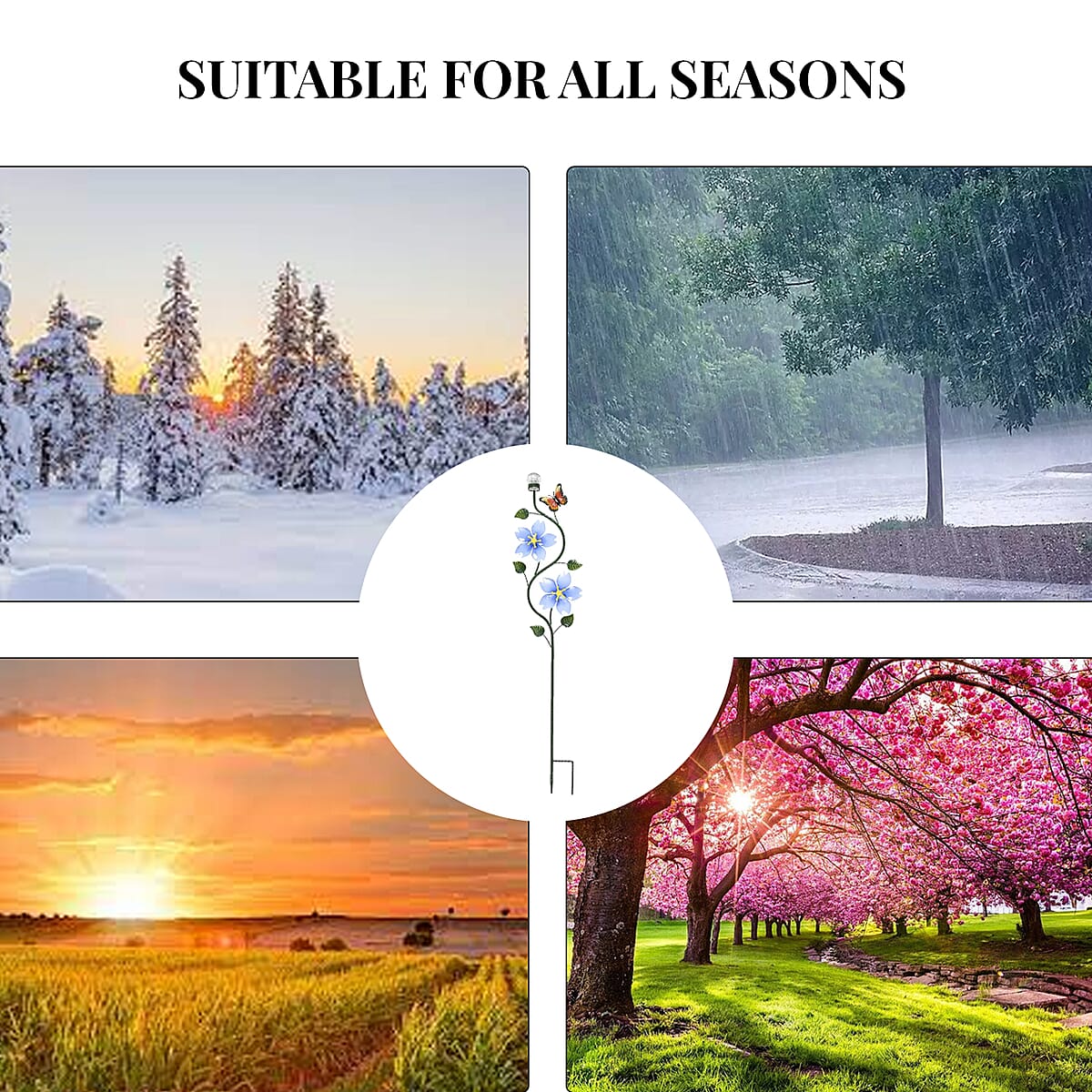 Blue Solar Metal Butterfly and Flower with Double Wind Spinner Stake, Modern Wester Garden Decor, Vintage Flower Garden Decor, Fun Garden Decorations image number 4