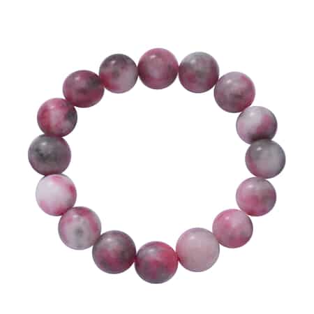 Hong Kong Closeout Deal Water Melon Jade 12 mm Beaded Stretch Bracelet 175.00 ctw image number 0