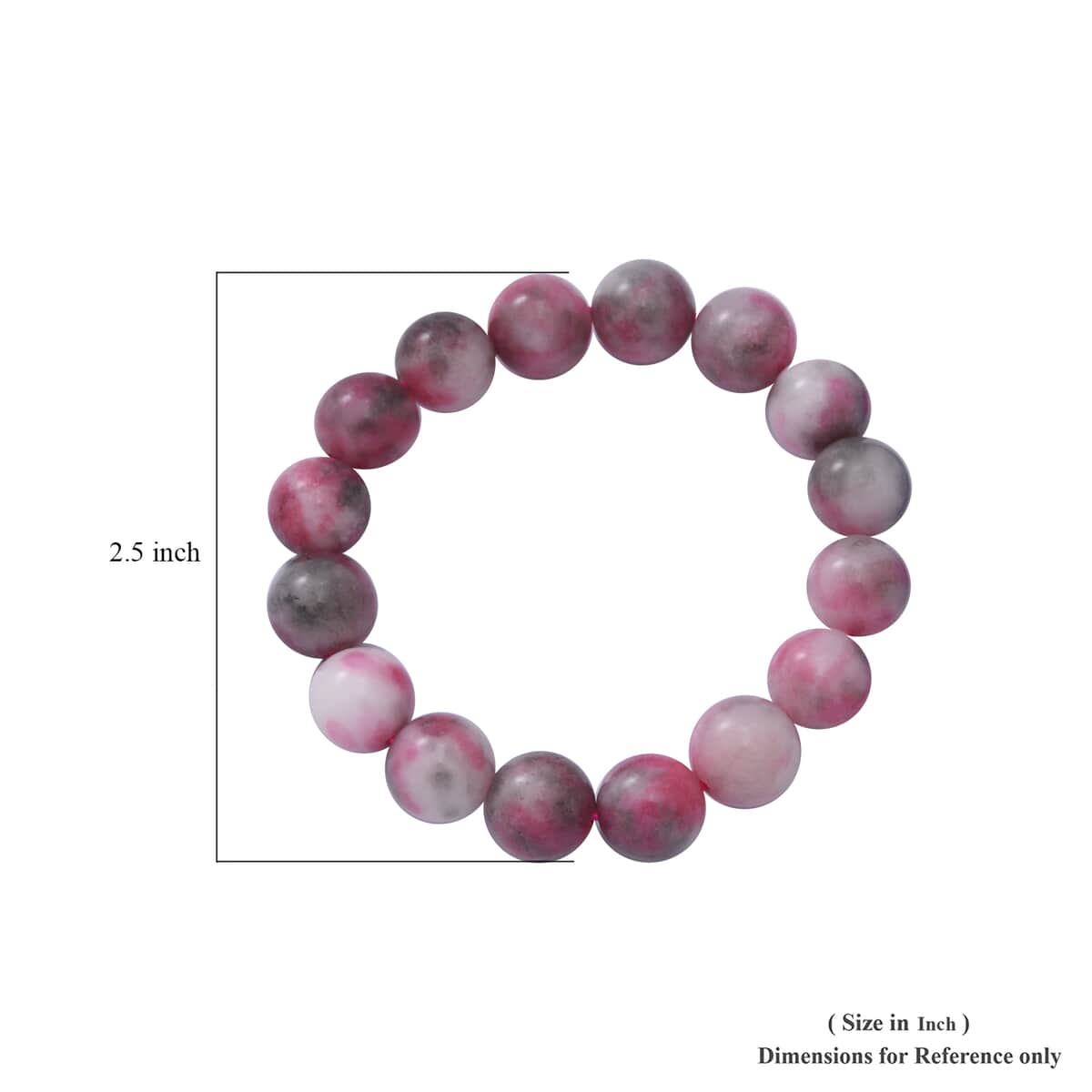 Hong Kong Closeout Deal Water Melon Jade 12 mm Beaded Stretch Bracelet 175.00 ctw image number 3