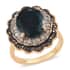Teal Grandidierite and Natural Champagne and White Diamond Double Halo Ring in Vermeil Yellow Gold Over Sterling Silver (Size 7.0) 5.50 ctw image number 0