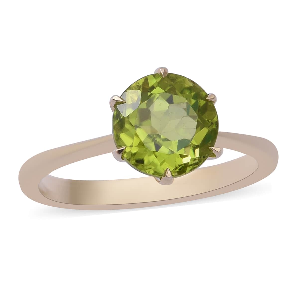 LUXORO Premium Peridot Solitaire Ring in 10K Yellow Gold (Size 9.0) 2.15 Grams 2.25 ctw image number 0