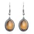 Yellow Tiger's Eye Dangle Earrings in Stainless Steel 8.20 ctw image number 0