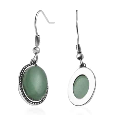 Green Aventurine Dangle Earrings in Stainless Steel 7.60 ctw image number 3