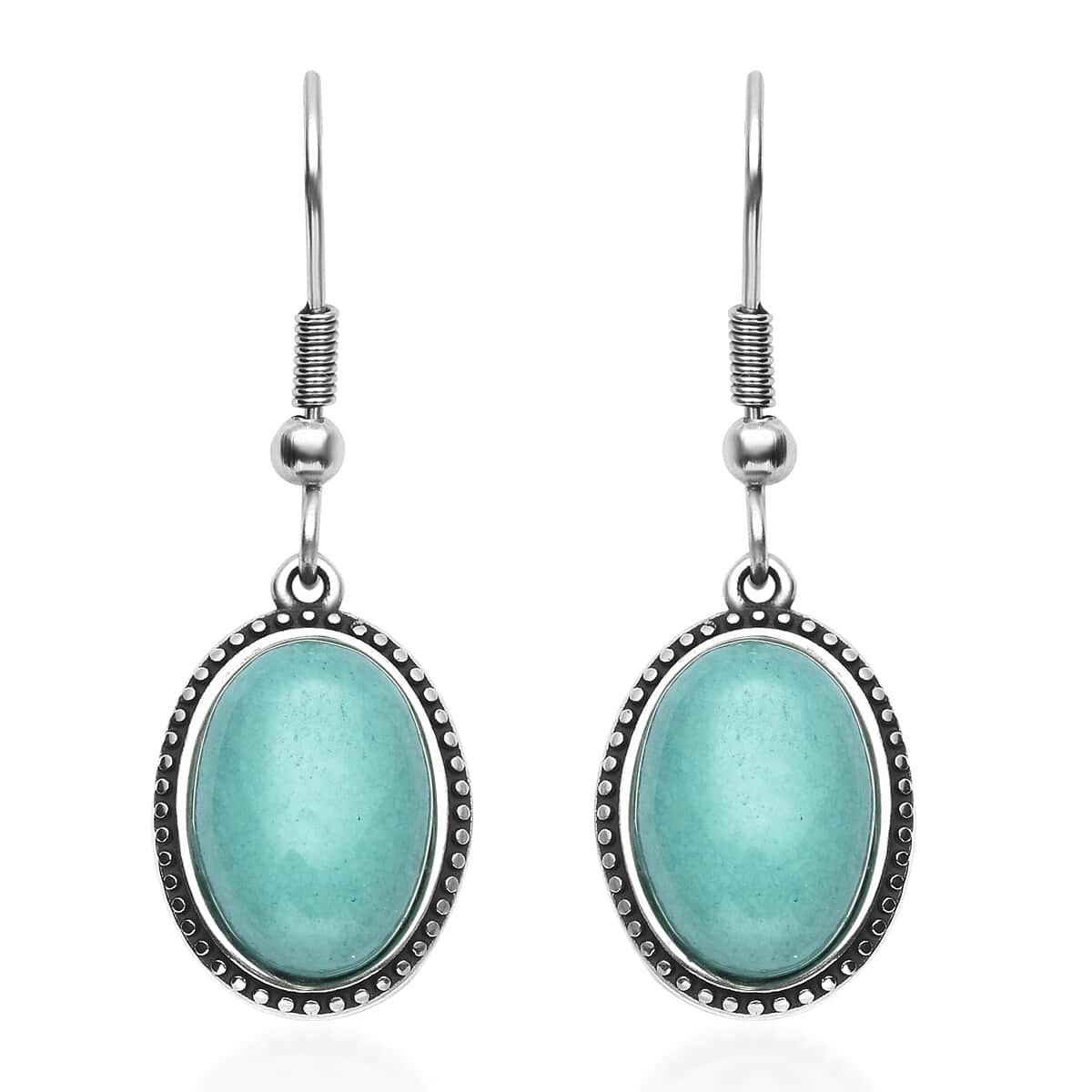 Amazonite Dangle Earrings in Stainless Steel 7.80 ctw image number 0