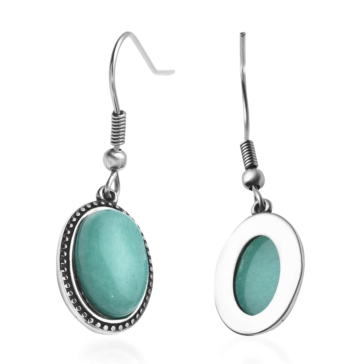 Amazonite Dangle Earrings in Stainless Steel 7.80 ctw image number 3