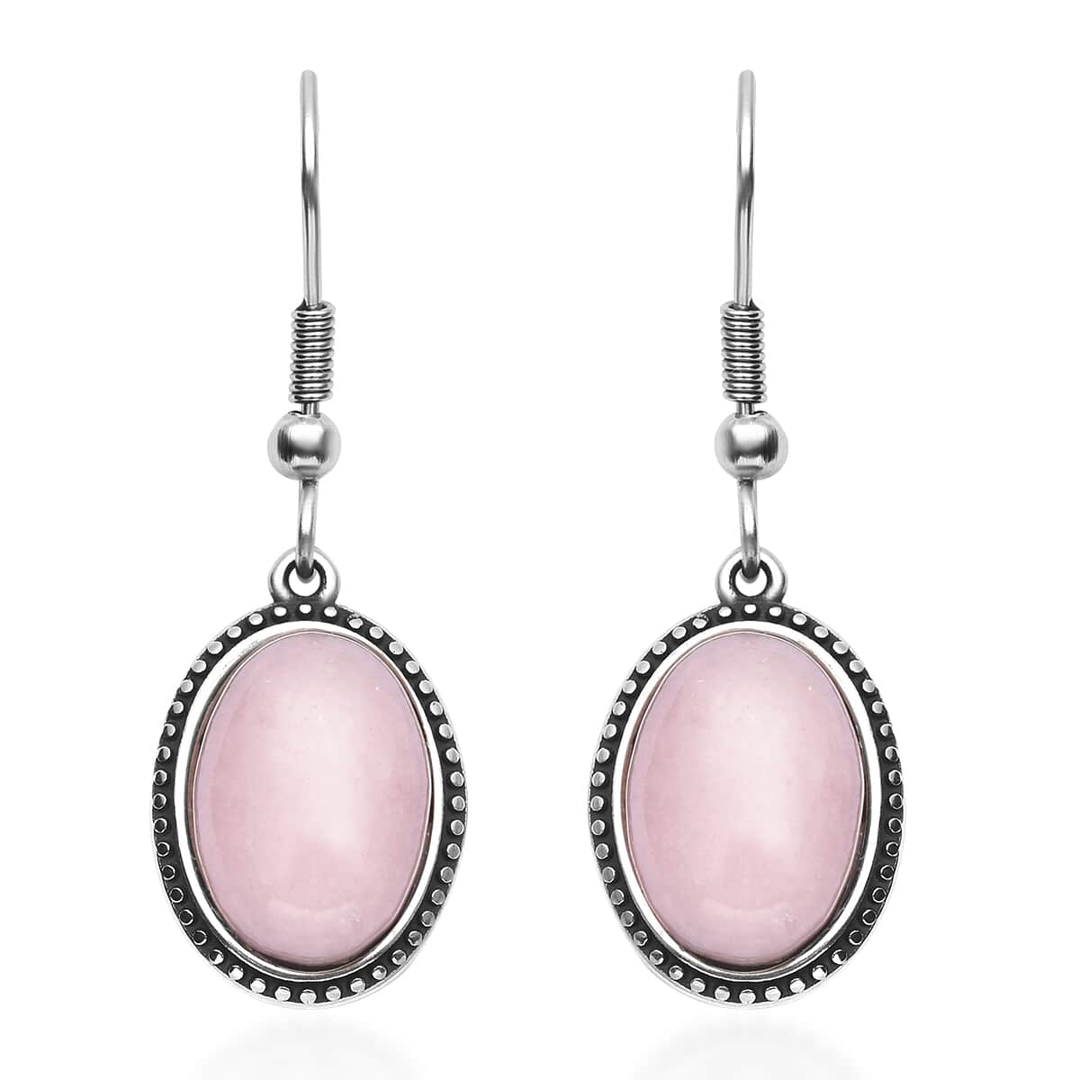 Galilea Rose Quartz Dangle Earrings in Stainless Steel 7.70 ctw image number 0