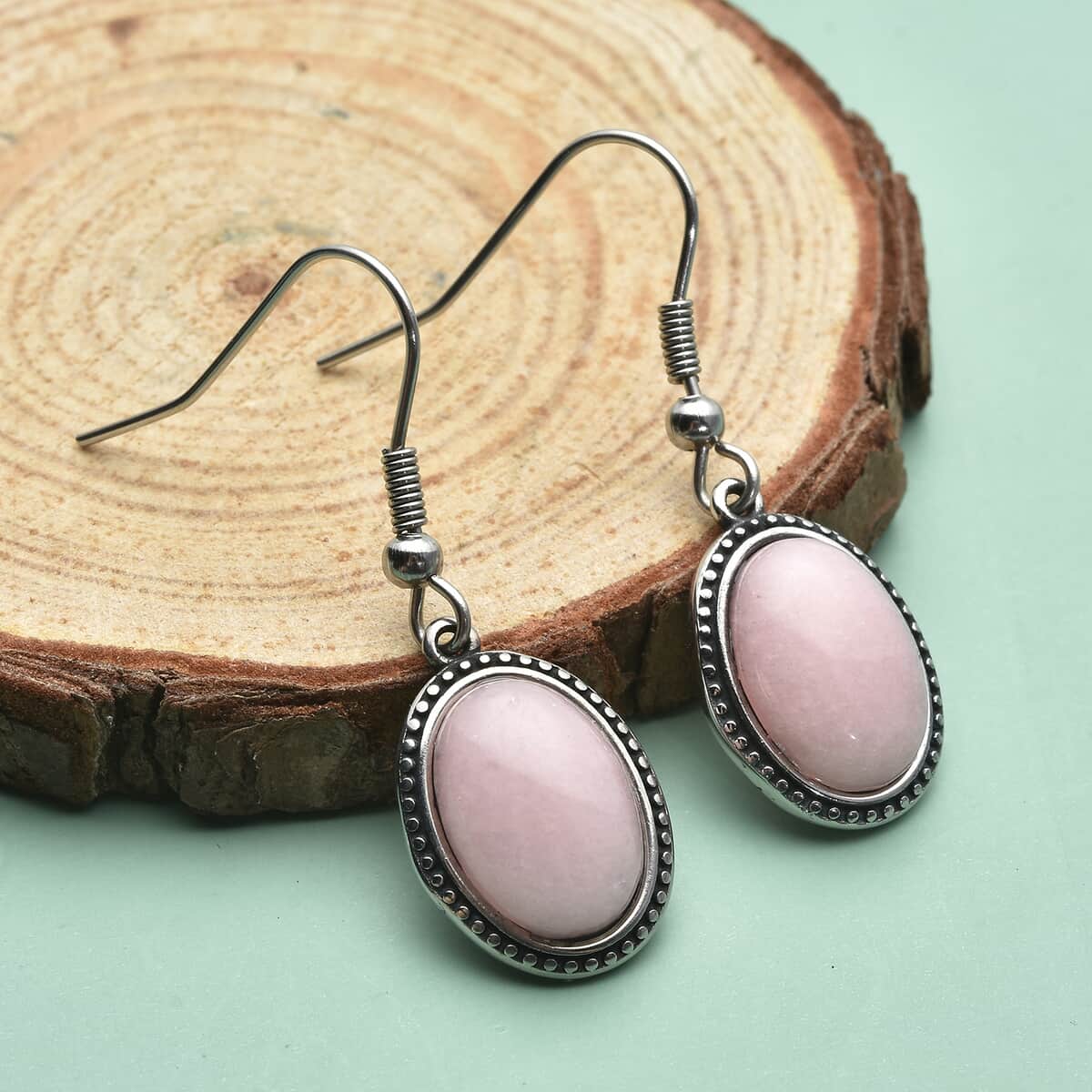 Galilea Rose Quartz Dangle Earrings in Stainless Steel 7.70 ctw image number 1