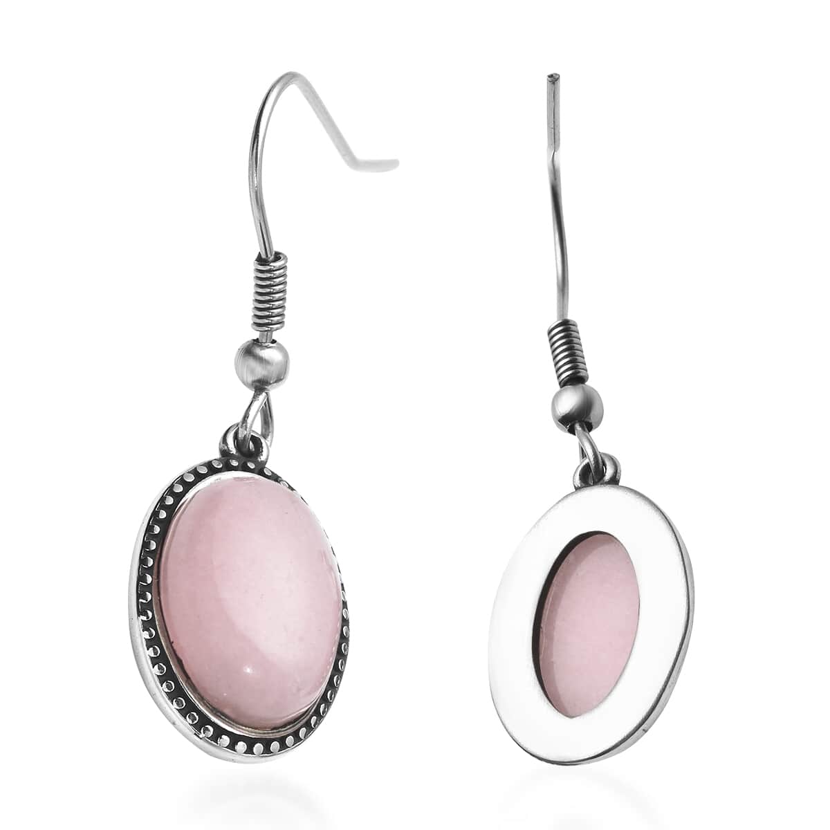 Galilea Rose Quartz Dangle Earrings in Stainless Steel 7.70 ctw image number 3