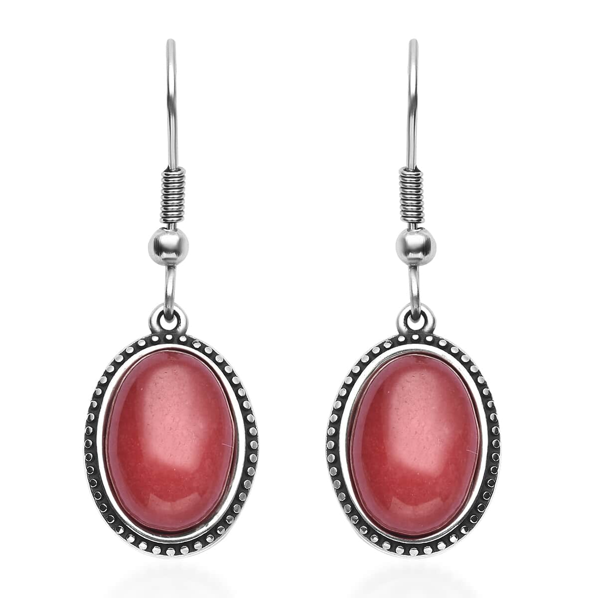 Simulated Red Carnelian Dangle Earrings in Stainless Steel 7.60 ctw image number 0