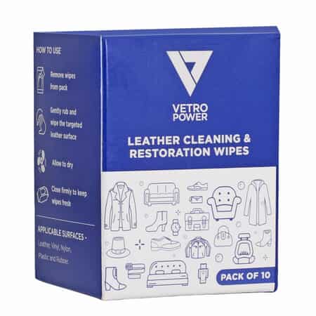 Pack of 10 -Vetro Power Leather Restoration Wipes - White image number 0