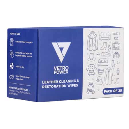 Pack of 25 -Vetro Power Leather Restoration Wipes - White image number 0