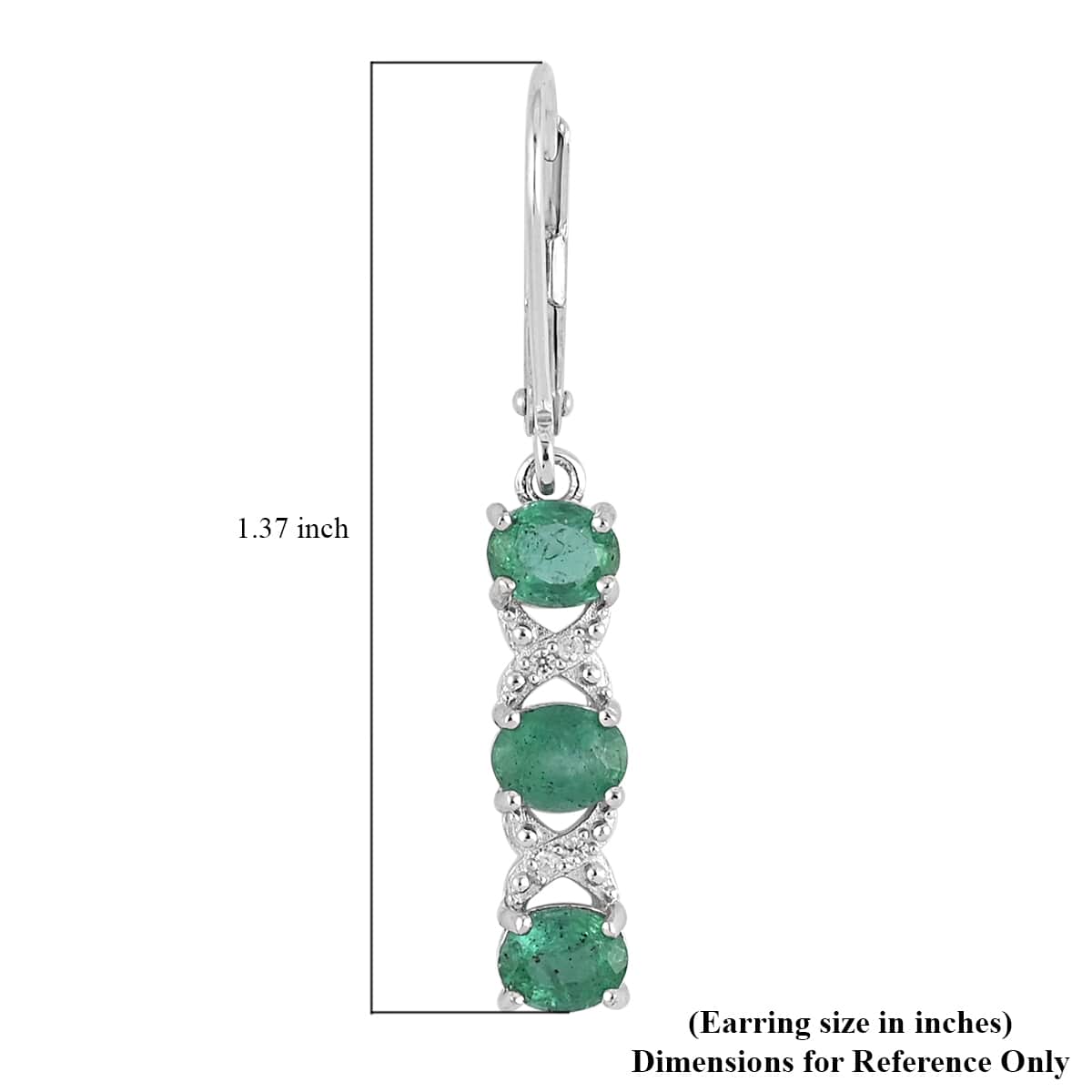AAA Kagem Emerald and White Zircon Dangle Earrings in Rhodium Over Sterling Silver 2.05 ctw image number 4