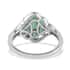 AAA Kagem Zambian Intense Green Emerald and Natural White Zircon Flower Cluster Ring in Rhodium Over Sterling Silver (Size 6.0) 1.50 ctw image number 4