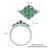 AAA Kagem Zambian Intense Green Emerald and Natural White Zircon Flower Cluster Ring in Rhodium Over Sterling Silver (Size 6.0) 1.50 ctw image number 5