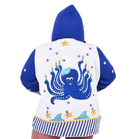 WHOOPI GOLDBERG Holiday Collection Hannukah Octopus Sweater - 1X (MADE IN THE USA) , Women's Cotton Sweater , Ladies Hooded Sweater image number 1