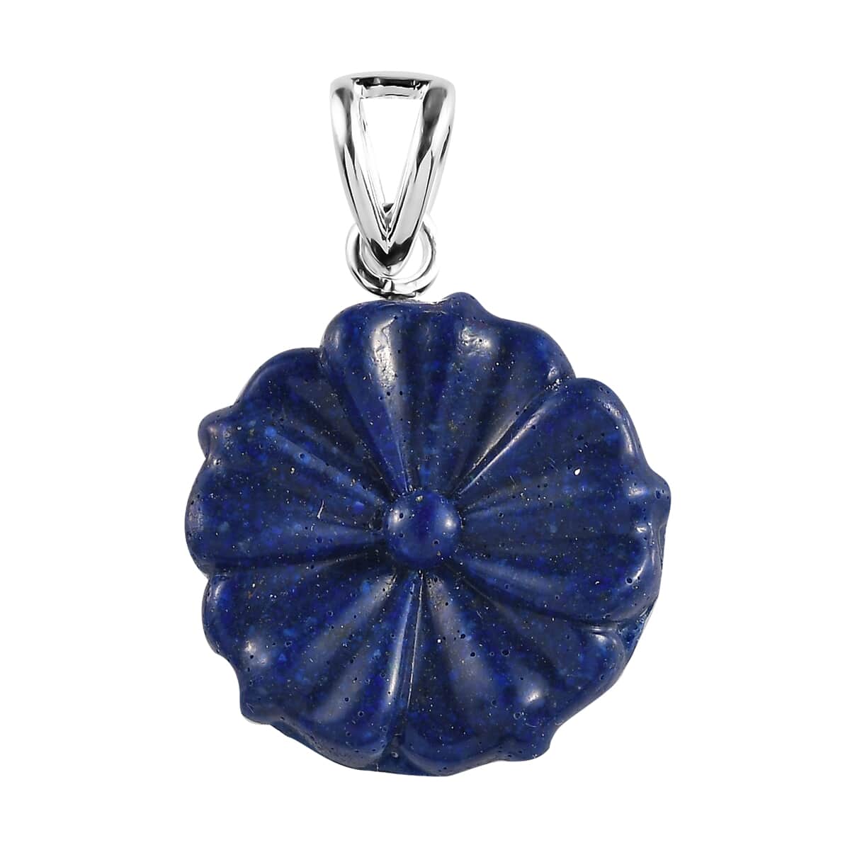 Freshened Lapis Lazuli Carved Fancy Pendant in Sterling Silver 13.25 ctw image number 0