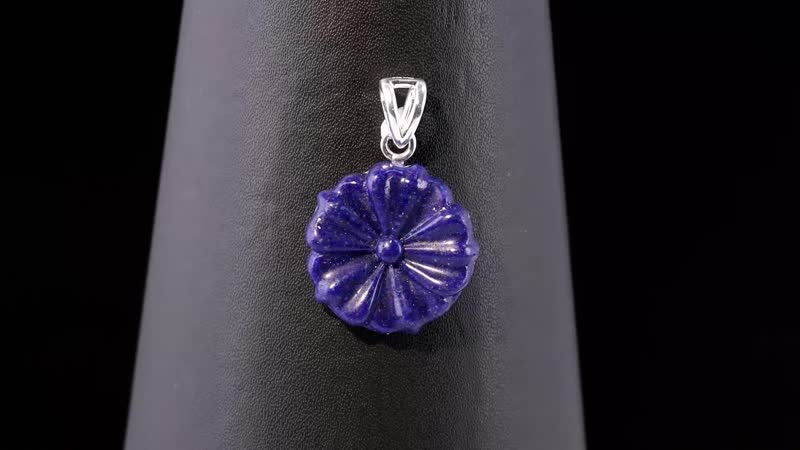 Freshened Lapis Lazuli Carved Fancy Pendant in Sterling Silver 13.25 ctw