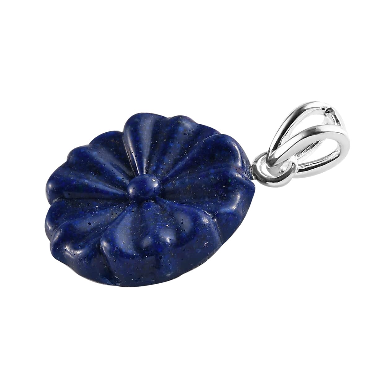 Freshened Lapis Lazuli Carved Fancy Pendant in Sterling Silver 13.25 ctw image number 2